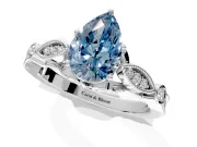 Solitaire Engagement Ring Setting for Fancy Blue Pear-Shaped Center with Marquise and Bezel Accents and Prong Head in Platinum