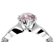 Solitaire Engagement Ring Setting for Fancy Pink Marquise Center with Carved Leaf Shoulders and Prong Head in Sterling Silver