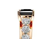 Solitaire Engagement Ring Setting for Fancy Black Princess Cut Center with Graduated Shared Prongs and Prong Head in Rose Gold