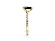 Solitaire Engagement Ring Setting for Fancy Black Pear-Shaped Center with Fine Pave Accents and Prong Head in Yellow Gold