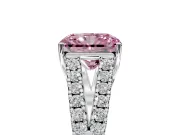 Solitaire Engagement Ring Setting for Fancy Pink Radiant Cut Center with Pave Split Shank and Prong Head in Platinum