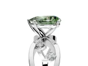 Solitaire Engagement Ring Setting for Fancy Green Pear-Shaped Center with Criss-Cross Accent Band and Prong Head in White Gold