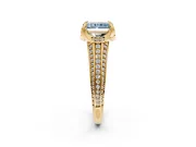 Solitaire Engagement Ring Setting for Fancy Blue Radiant Cut Center with Accented Split Shank and Prong Head in Yellow Gold