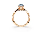 Solitaire Engagement Ring Setting for Fancy Blue Marquise Center with Accented Twist Band and Leaf Prong Head in Rose Gold