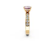 Solitaire Engagement Ring Setting for Fancy Pink Princess Cut Center with Channel-Set Accents and Prong Head in Yellow Gold