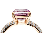 Solitaire Engagement Ring Setting for Fancy Pink Asscher Cut Center with Multi-Row Pave Accents and Basket Head in Rose Gold