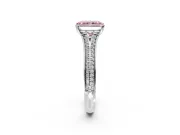 Solitaire Engagement Ring Setting for Fancy Pink Radiant Cut Center with Pave Rail Split Shank and Prong Head in White Gold