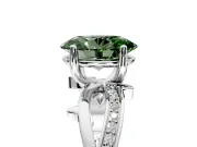Solitaire Engagement Ring Setting for Fancy Green Oval Center with Pave and Plain Crossover Band and Prong Head in White Gold