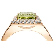 Halo Engagement Ring Setting for Fancy Yellow Princess Cut Center with Plain Tapered Band and Prong Head in Rose Gold