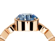 Milgrain Bezel Engagement Ring Setting for Fancy Blue Round Cut Center with Marquise Stations and Bezel Head in Rose Gold