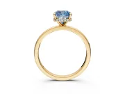 Hidden Halo Engagement Ring Setting for Fancy Blue Cushion Cut Center with Plain Band and Tall Prong Head in Yellow Gold