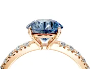 Solitaire Engagement Ring Setting for Fancy Blue Round Cut Center with Large Accent Band and Prong Head in Rose Gold