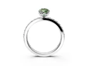 Solitaire Engagement Ring Setting for Fancy Green Pear-Shaped Center with Round Cut Pave Band and Prong Head in Platinum