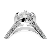 Solitaire Engagement Ring Setting for Marquise Center with Accented Split Shank and Prong Head in Platinum
