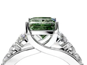 Solitaire Engagement Ring Setting for Fancy Green Princess Cut Center with Graduated Shared Prongs and Prong Head in Sterling Silver