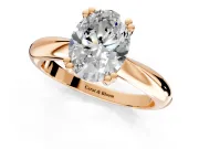 Solitaire Engagement Ring Setting for Oval Center with Reverse Tapered Band and Prong Head in Rose Gold