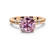 Rope Engagement Ring Setting for Fancy Pink Round Cut Center with Accent Shoulders and Prong Head in Rose Gold