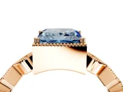 Milgrain Bezel Engagement Ring Setting for Fancy Blue Princess Cut Center with Marquise Stations and Bezel Head in Rose Gold