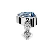 Milgrain Bezel Engagement Ring Setting for Fancy Blue Heart-Shaped Center with Marquise Stations and Bezel Head in Sterling Silver