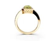 Halo Engagement Ring Setting for Fancy Yellow Radiant Cut Center with Heart-Shaped Openwork, Pave Band and Prong Head in Yellow Gold