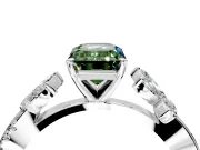 Floral Engagement Ring Setting for Fancy Green Emerald Cut Center with Trailing Marquise Accents and Prong Head in Sterling Silver