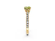 Solitaire Engagement Ring Setting for Fancy Yellow Cushion Cut Center with Single Row Accent Band and Prong Head in Yellow Gold