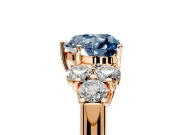 Cluster Engagement Ring Setting for Fancy Blue Heart-Shaped Center with Round Cut Accent Frame and Prong Head in Rose Gold