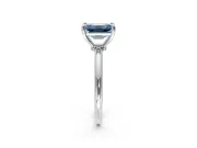Minimalist Solitaire Engagement Ring Setting for Fancy Blue Emerald Cut Center with Thin Band and Prong Head in Sterling Silver