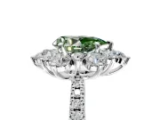 Floral Halo Engagement Ring Setting for Fancy Green Pear-Shaped Center with Pave Accents and Prong Head in Platinum