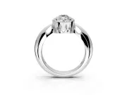Halo Engagement Ring Setting for Marquise Center with Tapered Plain Band and Prong Head in White Gold