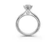Solitaire Engagement Ring Setting for Cushion Cut Center with Milgrain Cathedral Band and Prong Head in Platinum