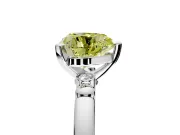Solitaire Engagement Ring Setting for Fancy Yellow Heart-Shaped Center with Beaded Shoulders and Prong Head in Sterling Silver