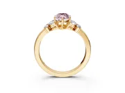 Solitaire Engagement Ring Setting for Fancy Pink Marquise Center with Marquise Flower Shoulders and Prong Head in Yellow Gold