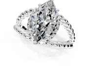 Halo Engagement Ring Setting for Marquise Center with Rope Twist Split Shank and Prong Head in Platinum