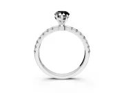 Open Basket Engagement Ring Setting for Fancy Black Pear-Shaped Center with Pave Band and Prong Head in White Gold