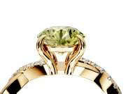 Solitaire Engagement Ring Setting for Fancy Yellow Round Cut Center with Half-Pave Crossover Band and Prong Head in Yellow Gold