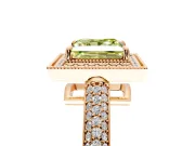 Milgrain Halo Engagement Ring Setting for Fancy Yellow Princess Cut Center with Three-Sided Pave Band and Prong Head in Rose Gold