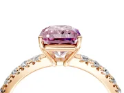 Solitaire Engagement Ring Setting for Fancy Pink Radiant Cut Center with Large Accent Band and Prong Head in Rose Gold