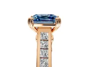 Solitaire Engagement Ring Setting for Fancy Blue Asscher Cut Center with Channel Band and Double Claw Prong Head in Rose Gold