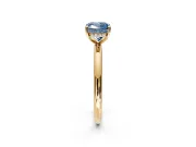 Hidden Halo Engagement Ring Setting for Fancy Blue Cushion Cut Center with Thin Rounded Band and Prong Head in Yellow Gold