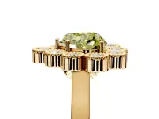 Cluster Halo Engagement Ring Setting for Fancy Yellow Heart-Shaped Center with Milgrain Bezel Accents and Prong Head in Yellow Gold