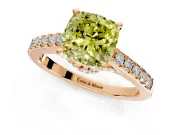 Solitaire Engagement Ring Setting for Fancy Yellow Cushion Cut Center with Crossover Accents and Prong Head in Rose Gold