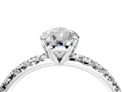 Solitaire Engagement Ring Setting for Pear-Shaped Center with Large Accents and Prong Head in Platinum