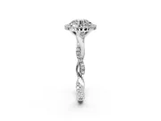 Halo Engagement Ring Setting for Round Cut Center with Pave and Plain Twist Band and Prong Head in White Gold