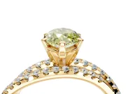 Solitaire Engagement Ring Setting for Fancy Yellow Marquise Center with Woven 3-Strand Pave Band and Prong Head in Yellow Gold