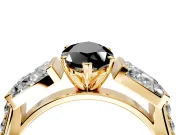 Channel-Set Engagement Ring Setting for Fancy Black Marquise Center with Baguette Band and Prong Head in Yellow Gold