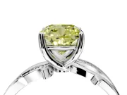 Solitaire Engagement Ring Setting for Fancy Yellow Cushion Cut Center with Pave and Plain Crossover Band and Prong Head in Sterling Silver