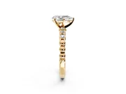 Solitaire Engagement Ring Setting for Pear-Shaped Center with Bezel-Dot Beaded Band and Prong Head in Yellow Gold