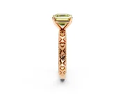 Solitaire Engagement Ring Setting for Fancy Yellow Asscher Cut Center with XO Engraved Band and Prong Head in Rose Gold