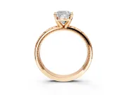 Solitaire Engagement Ring Setting for Cushion Cut Center with Scrollwork Band and Prong Head in Rose Gold